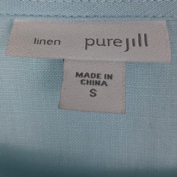 J. JILL pureJill 100% Linen Boatneck Pullover Tunic w/ Pockets Aqua Blue - Small - Picture 5 of 7